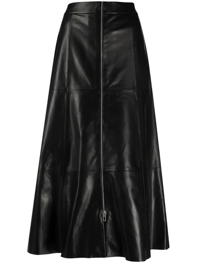 Drome Front-zip Midi Skirt In Black