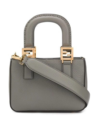 Fendi Mini Ff Motif Tote In Grey