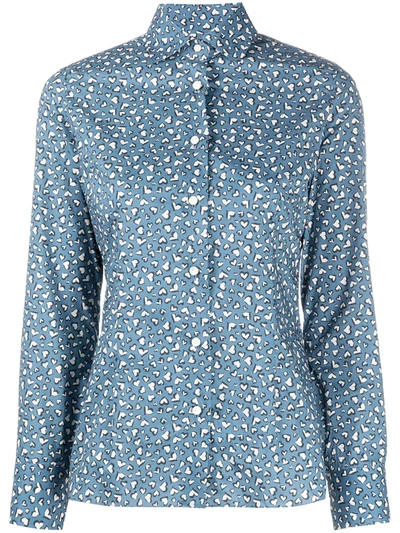 Barba All-over Heart Print Shirt In Blue