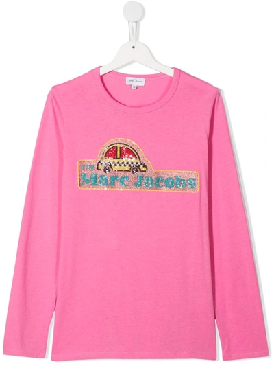 The Marc Jacobs Kids' Embellished Logo T-shirt In Pink
