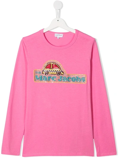 Marc Jacobs Kids' Embellished Logo T-shirt In Pink