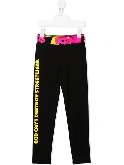 Gcds Kids' Branded Leggings In Black