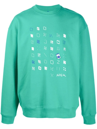 Ader Error Abstract-print Logo Sweatshirt In Green