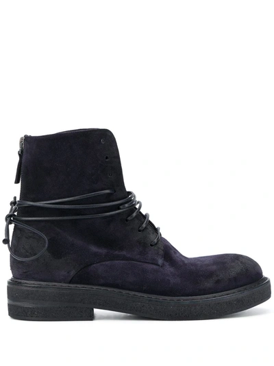 Marsèll Suede Ankle Boots With Lace Up Detail In Blue