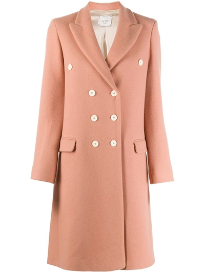 Alysi Double Breasted Coat In Pink