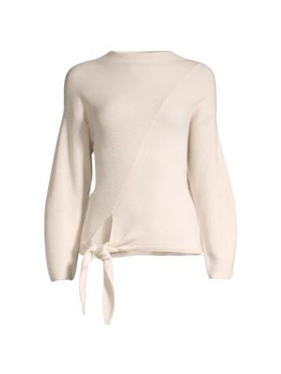 Rebecca Taylor Side-tie Wool-blend Sweater In Vanilla