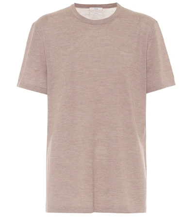 Co Cashmere Short Sleeve Knit Top In Taupe In Beige