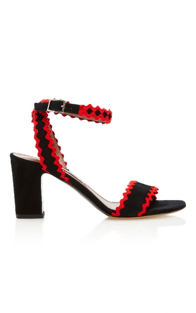 Tabitha Simmons Leticia Rickrack-trimmed Suede Sandals In Black