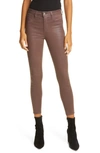 L Agence Margot Coated Crop Skinny Jeans In Mahogany Coated