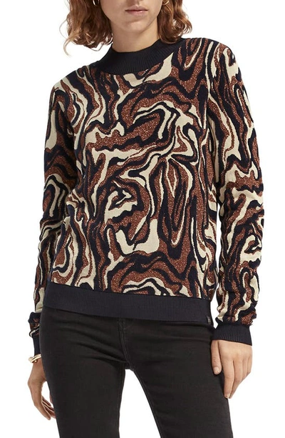 Scotch & Soda Marbled Jacquard Sweater In Marble Jacquard Knit