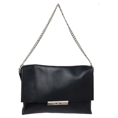 Pre-owned Celine Black Calfskin Leather Blade Flap Bag