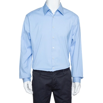 Pre-owned Prada Light Blue Stretch Cotton Long Sleeve Shirt Xxxl