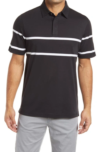 Bugatchi Stripe Pima Cotton Polo Shirt In Black