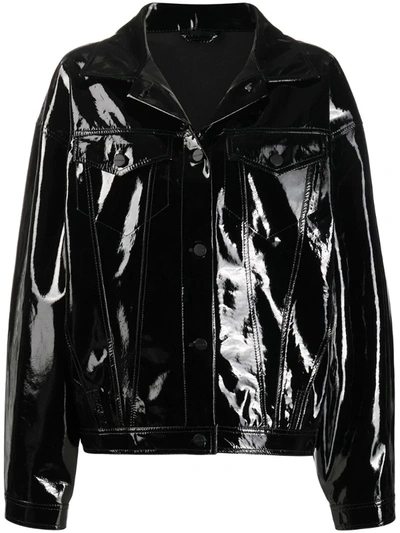 David Koma Patent-leather Jacket In Black