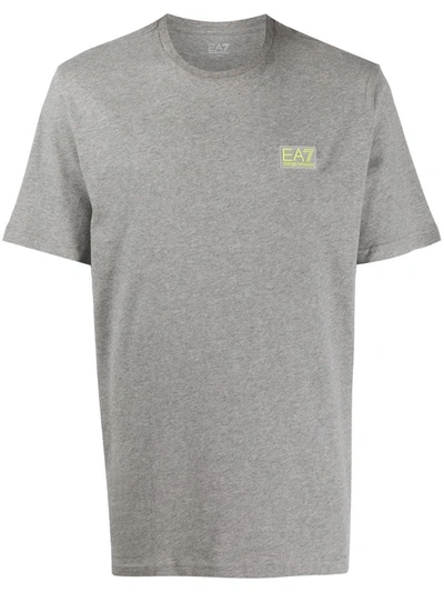 Ea7 Logo Patch Round Neck T-shirt In Grey