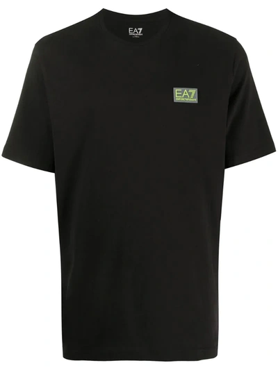 Ea7 Logo Patch Round Neck T-shirt In Black