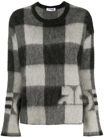 Courrèges Long Sleeve Check Pattern Jumper In Neutrals
