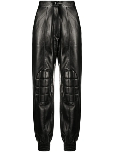 Materiel Padded Faux Leather Trousers In Black