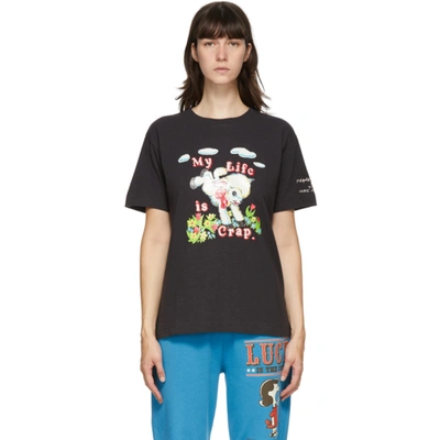 Marc Jacobs Black Magda Archer Edition 'my Life Is Crap' T-shirt In 010 Washed