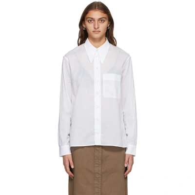 Lemaire White Pointed Collar Shirt In 000 White