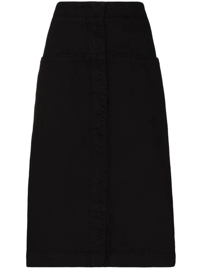 Lemaire Black Straight Skirt In 999 Black