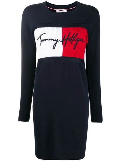 Tommy Hilfiger Logo Jumper Dress In Blue