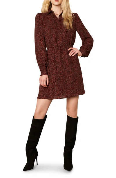 Cupcakes And Cashmere Sheryl Leopard Print Long Sleeve Minidress In Autumn Mauve