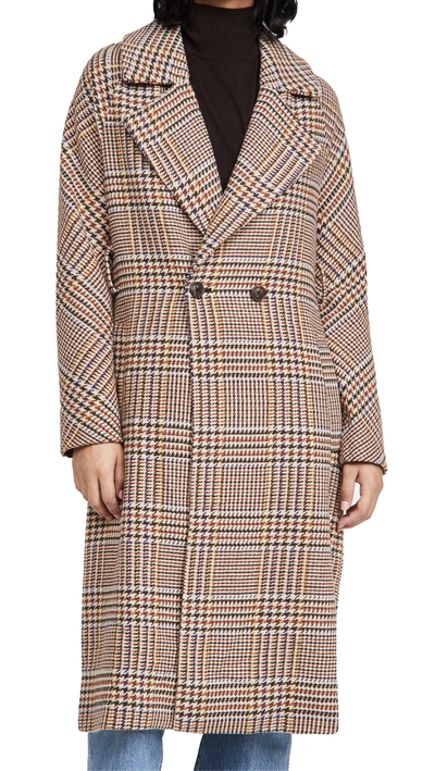 Cupcakes And Cashmere Patsy Belted Houndstooth Coat In Paprika