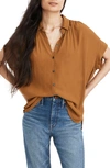 Madewell Central Drapey Shirt In Dark Tabacco