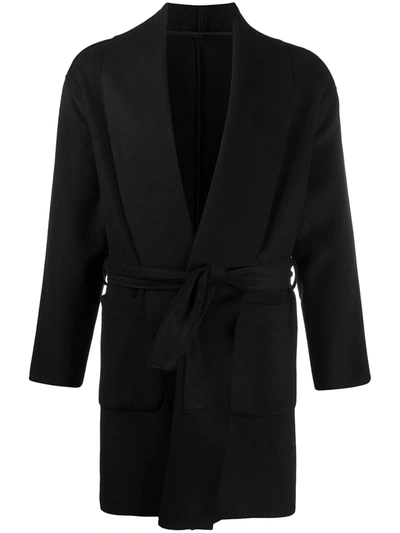 Costumein Single-breasted Wool Coat In Black