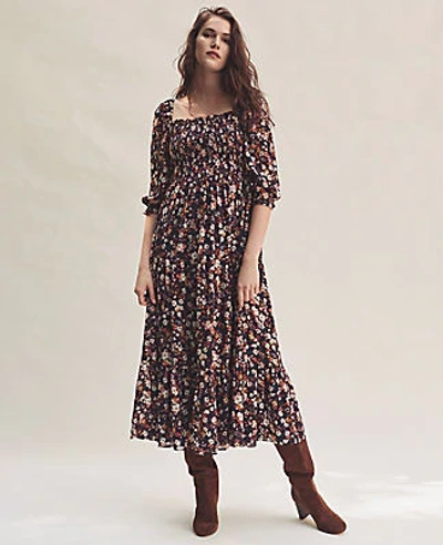 Ann Taylor Petite Floral Smocked Maxi Dress In Night Sky | ModeSens