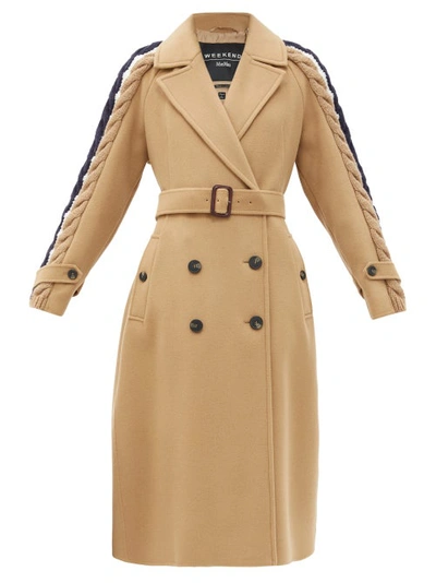 Weekend Max Mara Knit-trim Wool Trench Coat In Camel