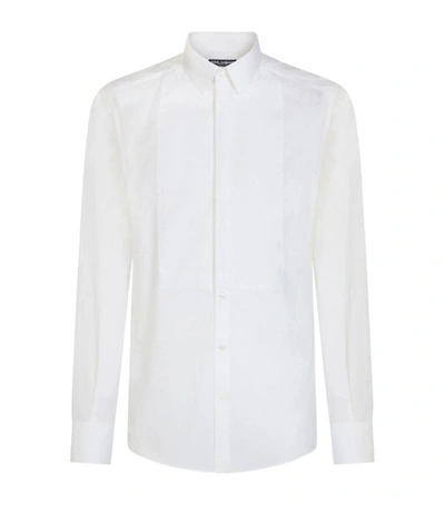 Dolce & Gabbana Floraljacquard Tuxedo Shirt In Blanco