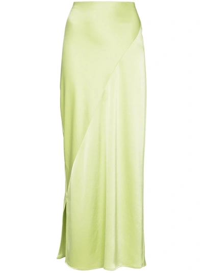 Paris Georgia Women's Side-slit Satin Maxi Skirt In Green