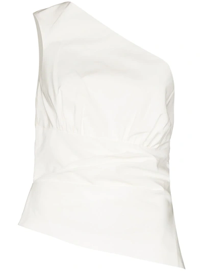 Paris Georgia Women's Lula Asymmetric Silk-cotton Top In White