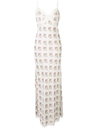 Brock Collection Rita Floral Print Maxi Dress In White