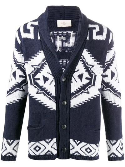 Altea Intarsia Knit Cardigan In Blue