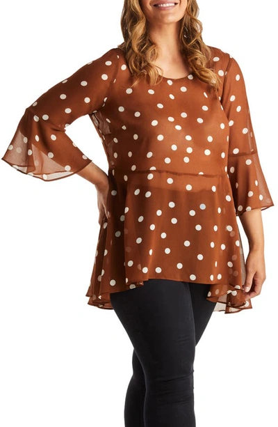 Estelle Spot Me Not Tunic Top In Chocolate