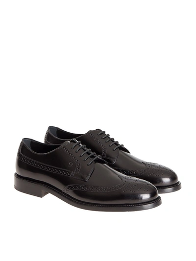 Tod's Smooth Brogue Shoes In Nero