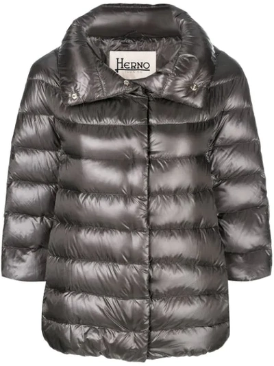 Herno Feather Down Puffer Jacket In Grey