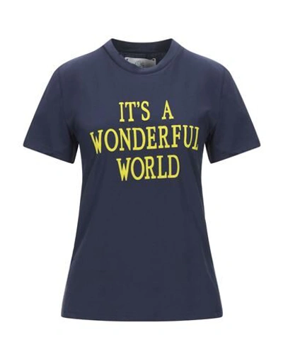 Alberta Ferretti It's A Wonderful World T-shirt In Navy Blue
