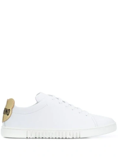Moschino Logo-patch Low-top Sneakers In White