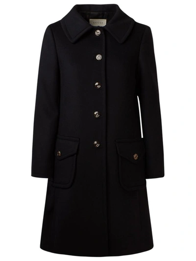 Gucci Cappotto Lana Nero In Black