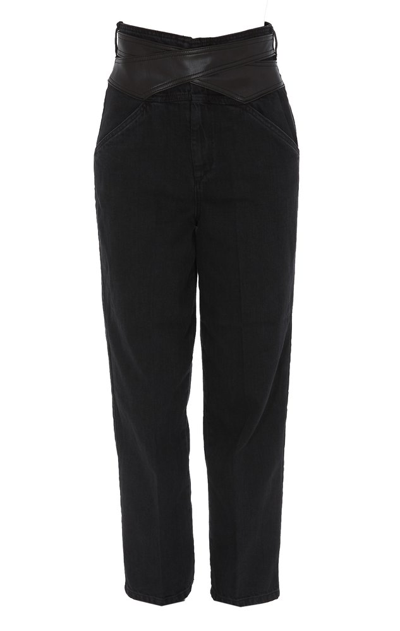 Pinko Shelby Faux Leather Detail Jeans In Black