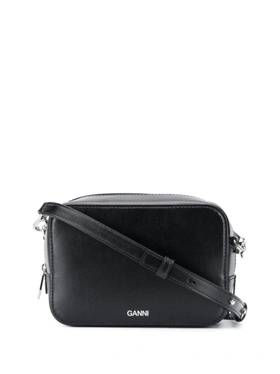 Ganni Shoulder Bag In Black Leather