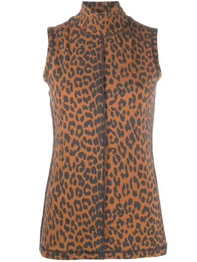 Ganni Light Stretch Jersey Top - Printed In Brown