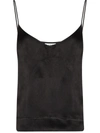 Ganni Heavy Satin Slip Top In Black