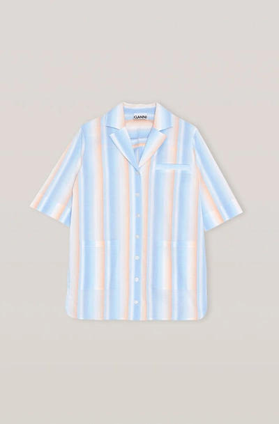 Ganni Seersucker Stripe Shirt In Heather