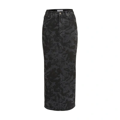 Balenciaga Grey Leaves Print Skirt