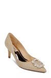 Badgley Mischka Carrie Crystal Embellished Pump In Platino Satin